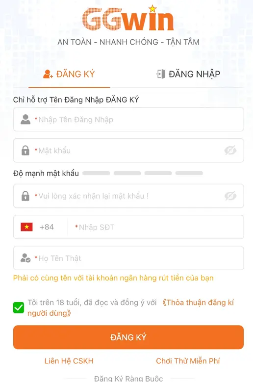 Đăng Ký Tài Khoản GGWIN